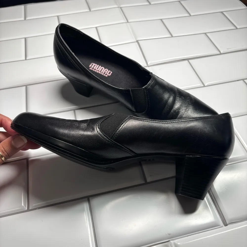 Munro American Shoes Womens 10 N Pump‎ Black Leather Casual Block Heels - Image 3