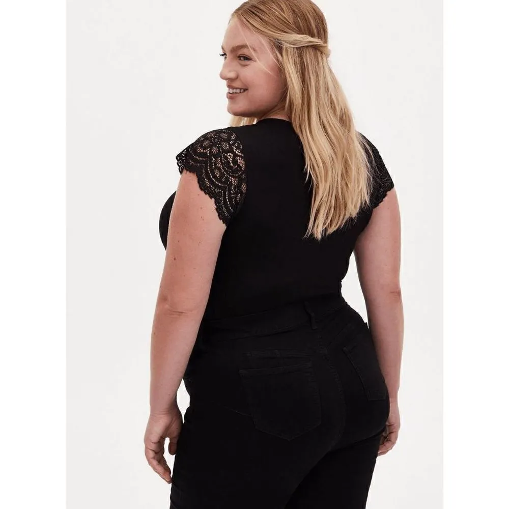 Torrid Super Soft Black Lace Sleeve Bodysuit, 5X 28 NWT - Image 9