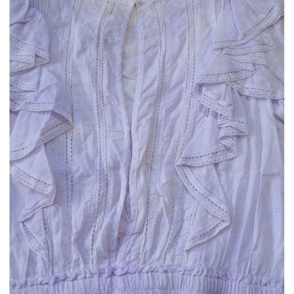 NWT LoveShackFancy Natasha Mini in Violet Splash Hand Dye Ruffle Cotton Dress L - Image 6