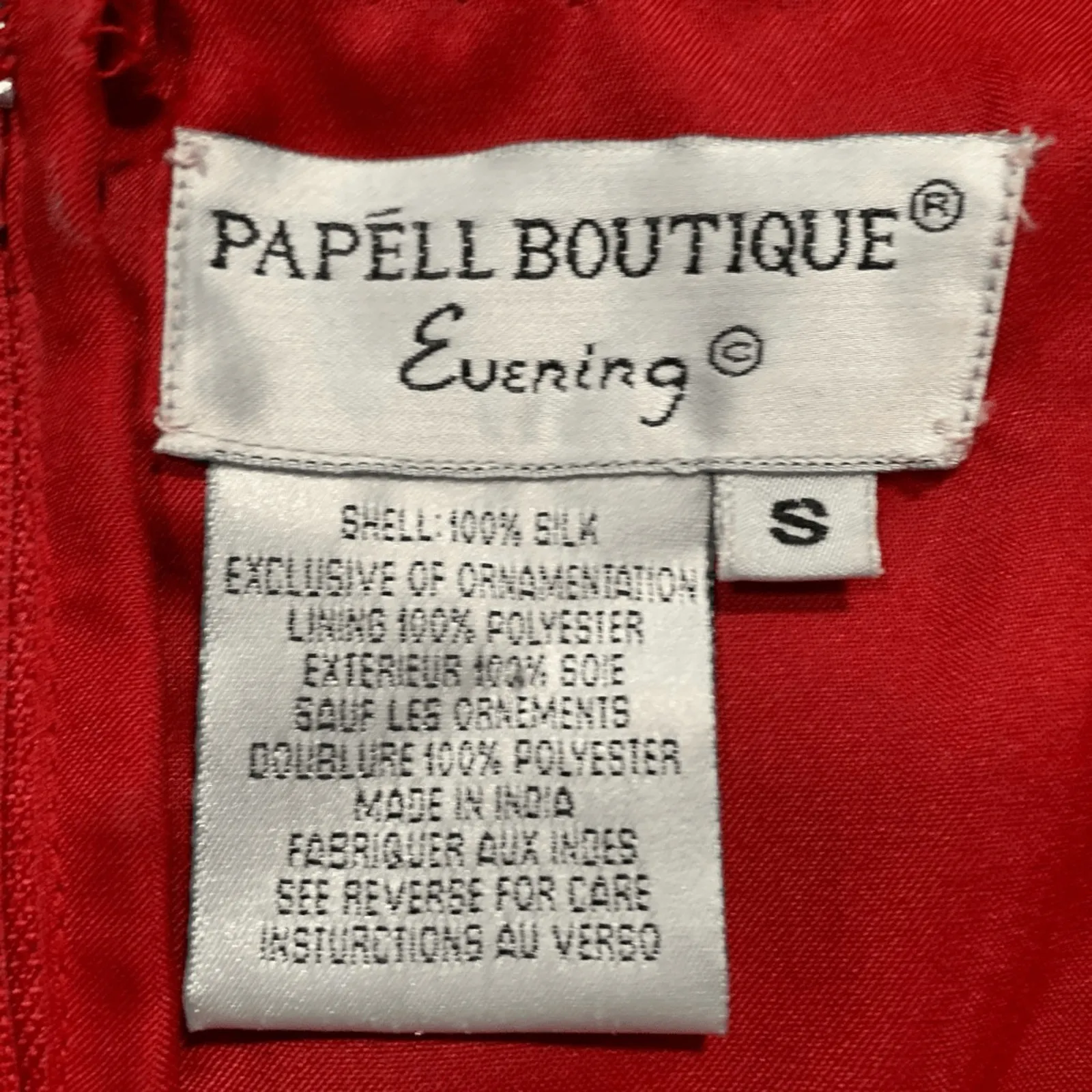 Vintage Papell Boutique Blouse Red Black Silk Embellished Metallic Floral Design - Image 9