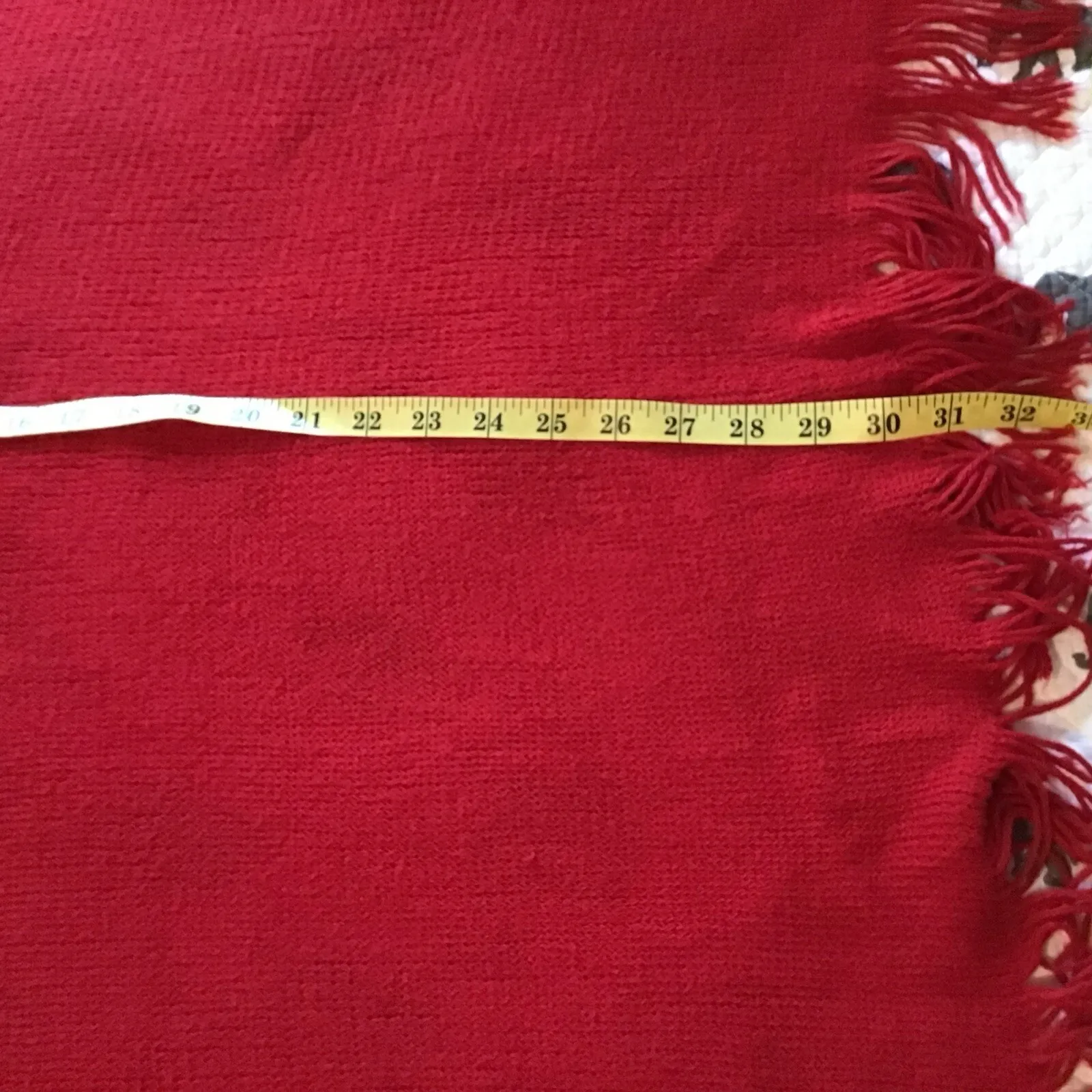 Charter Club Red Blanket Wrap And Scarf all In One Knit Soft Fringed Oversized - Image 7