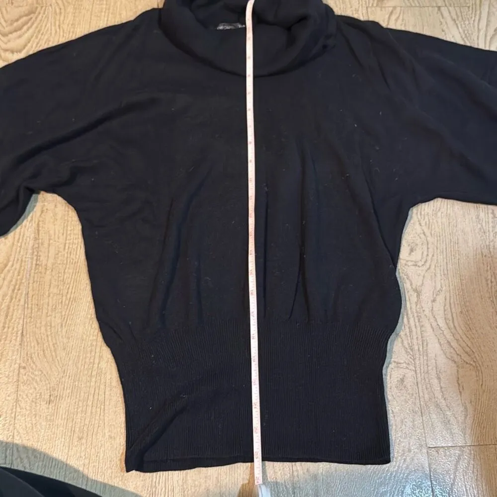 August silk black mock neck sweater size large - Image 5