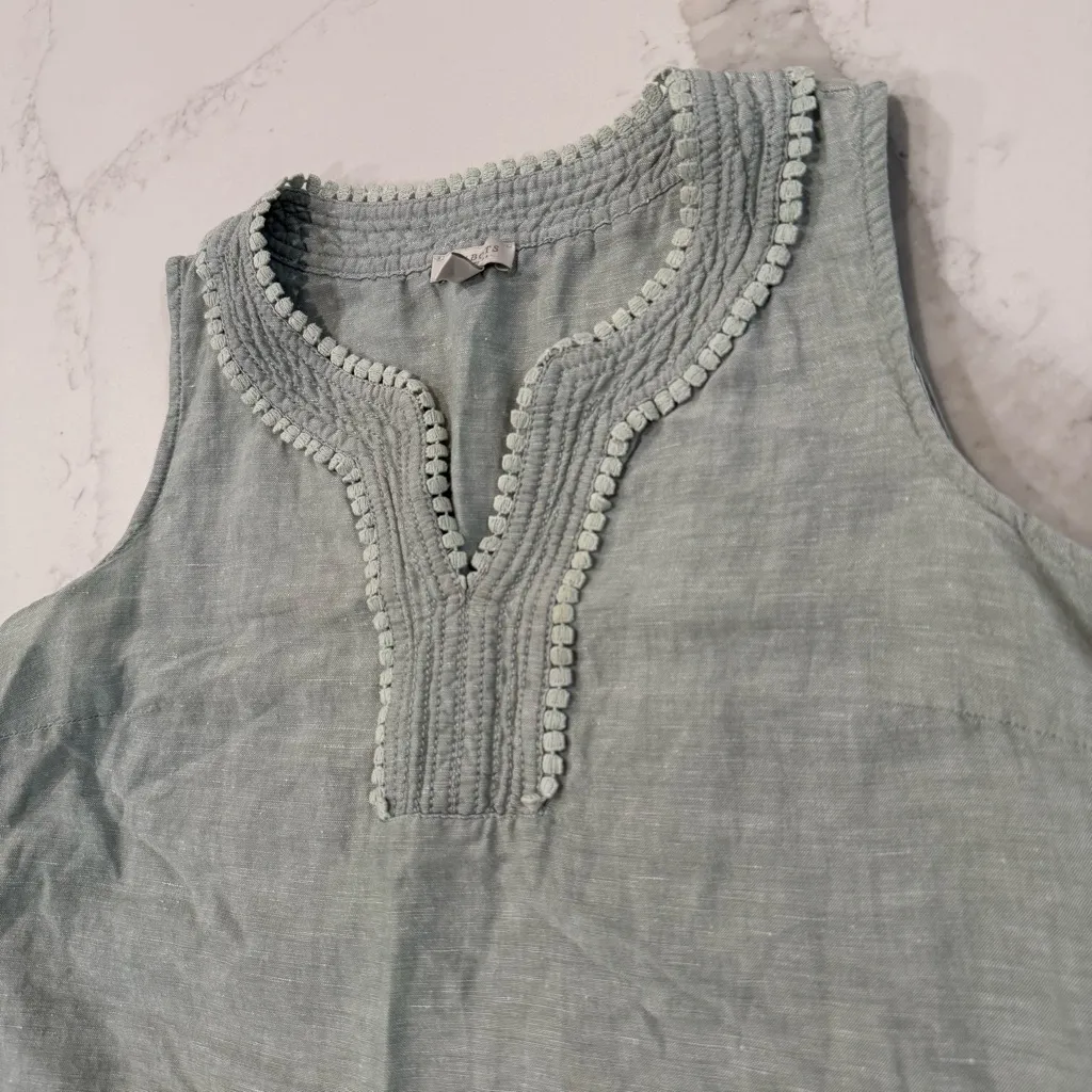 Talbots Sleeveless Linen Blend Coastal Tank Top Women’s Small Petite Sage Green - Image 3