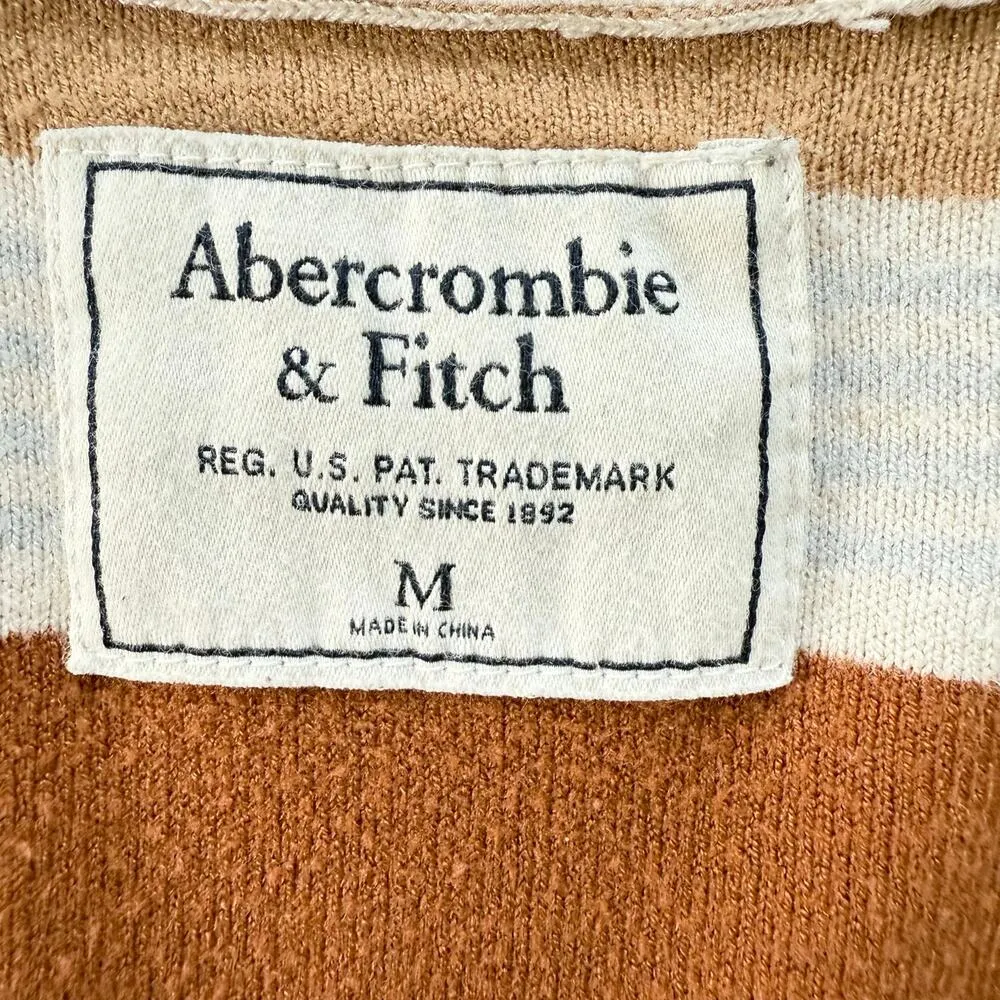 Abercrombie & Fitch Striped Cardigan Grandpacore Sweater Brown Cream‎ Blue, M - Image 3