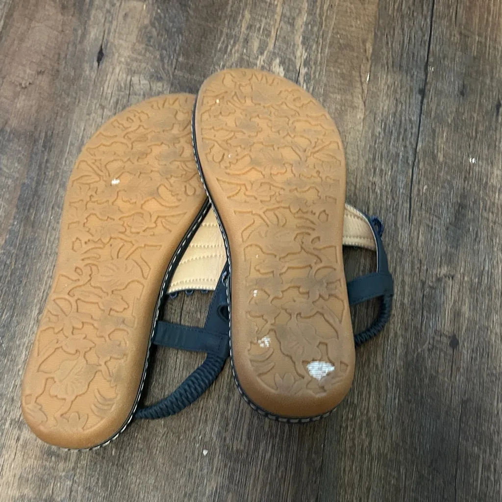 Ulogu Navy Blue thong flat sandals with rhinestone beaded embellishments Size 40 - Image 4