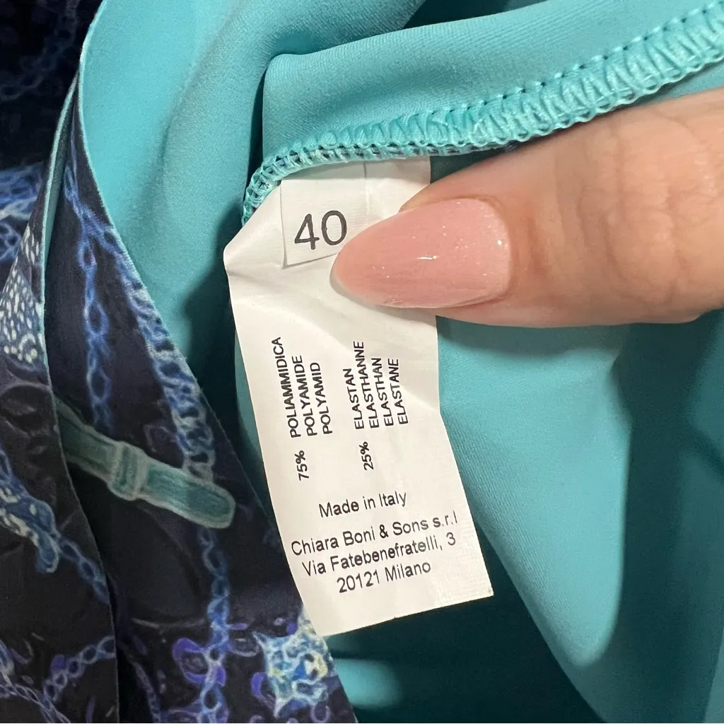 NWT Chiara Boni La Petite Robe Hiroko 1 Shoulder Midi Dress Chat Classique Blue - Image 15