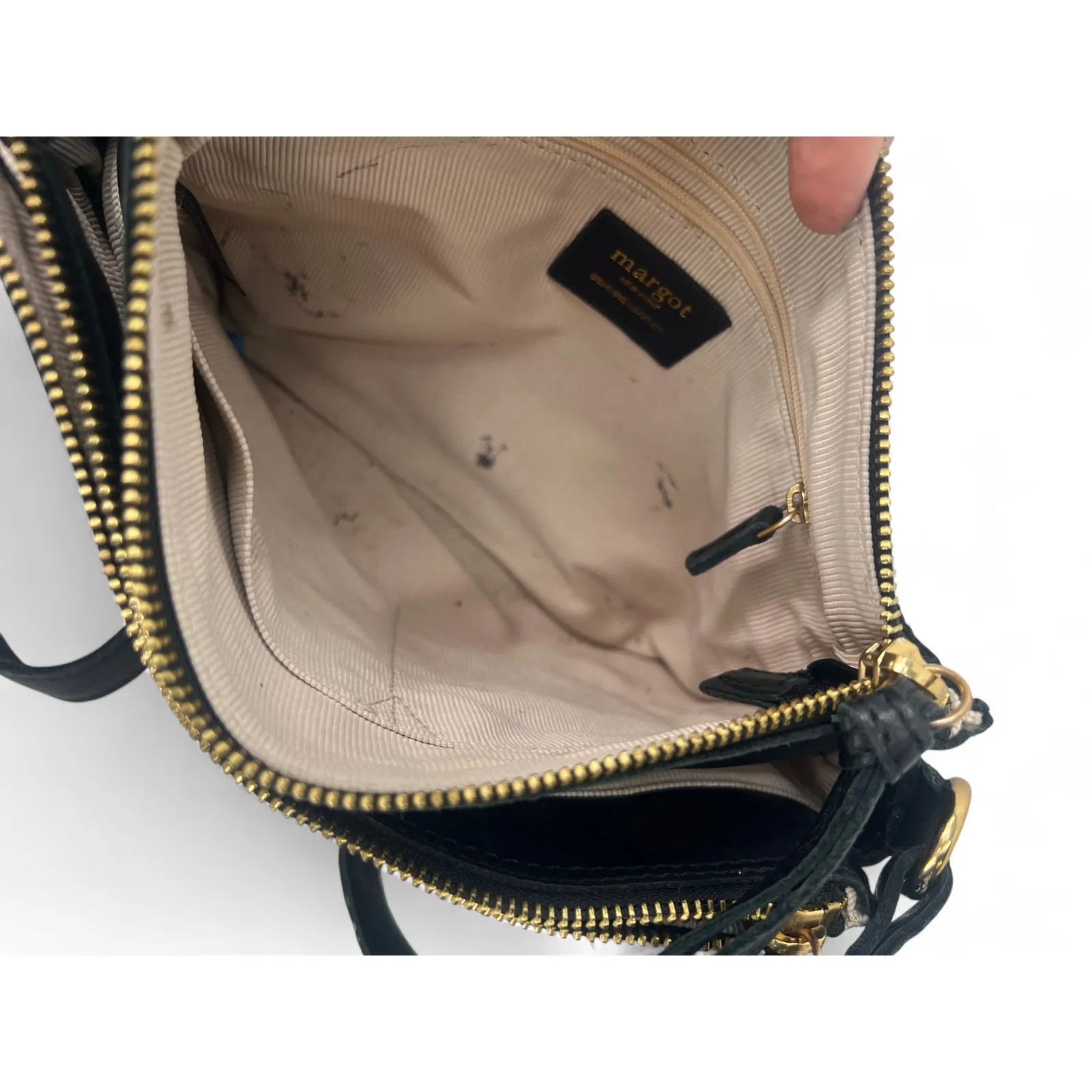 MARGOT Anthropologie Jules Crossbody Purse Bag Black Leather Pebbled Women's - Image 4