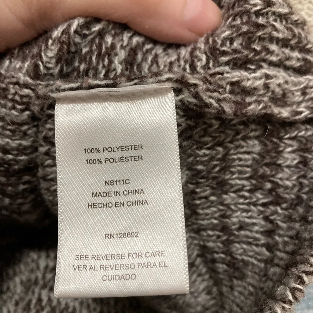 Madden NYC Colorblock Knit Cropped Long Sleeve Sweater Brown Size M - Image 5