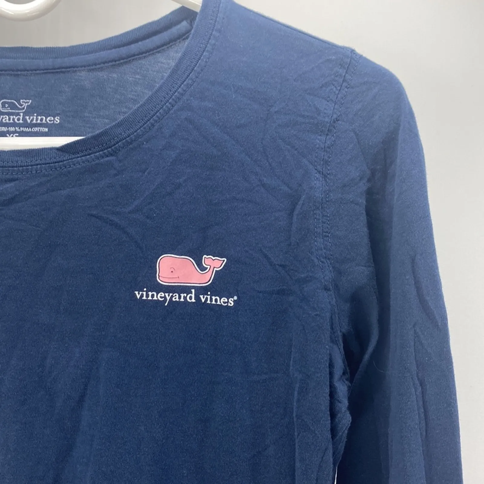 Vineyard vine blue pink whale long sleeve T-shirt coastal nautical summer size s - Image 2