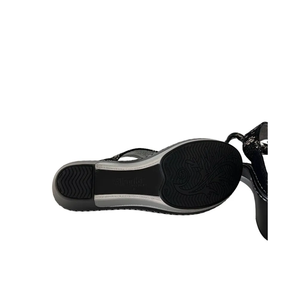 Alegria  Black Silver Wedge Sandals Slides Size 38/8 - Image 6