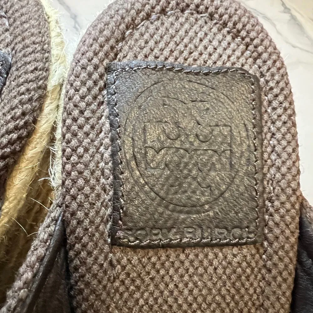 Tory Burch Chocolate Brown ‘Bailey’ Platform Wedge Espadrille Mule Size 8.5M - Image 7
