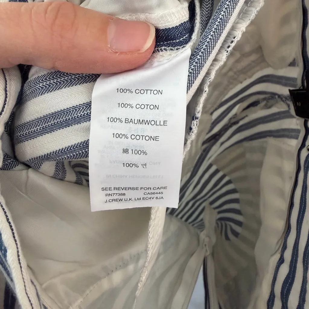 J. Crew Navy and White Striped pleated front size 2 capris - Image 9
