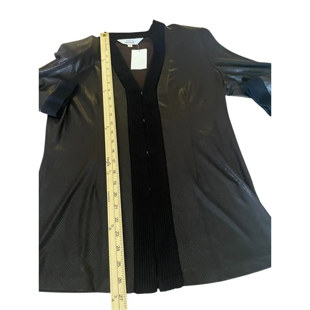 NWT Misook Dark Brown Open Front Snake Print Cardigan S - Image 6