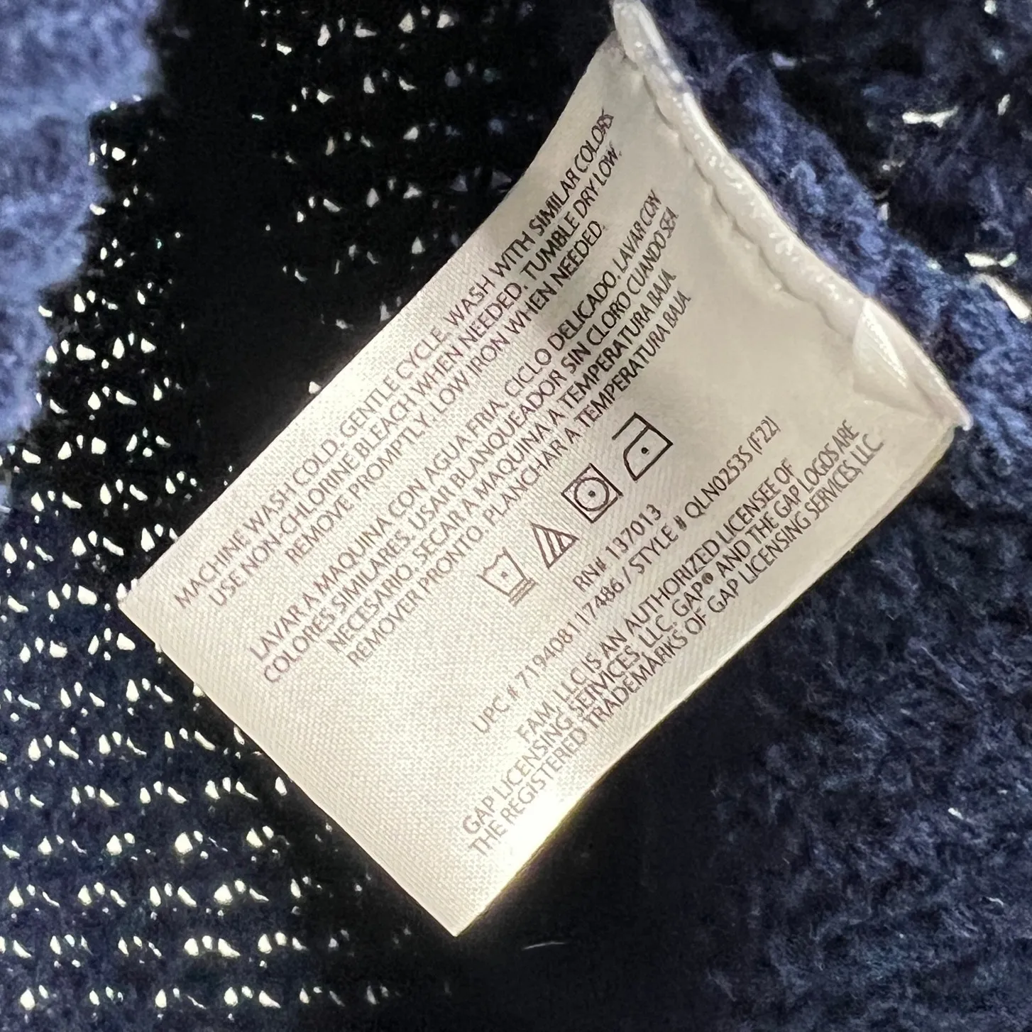 Gap Textured Crew Neck Pullover Sweater Midnight Blue Size Large - Image 5