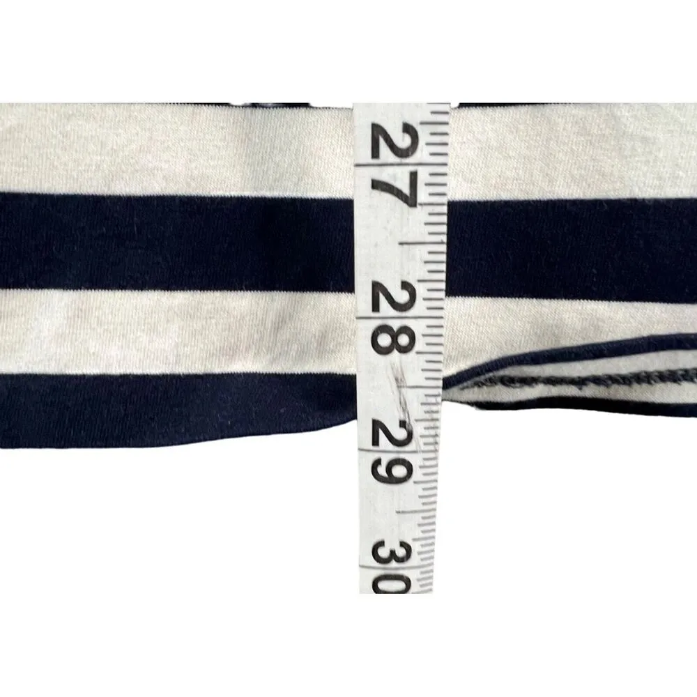 J Crew Dress S Blue White Striped Muslin Off Shoulder Smocked Nautical Preppy - Image 9