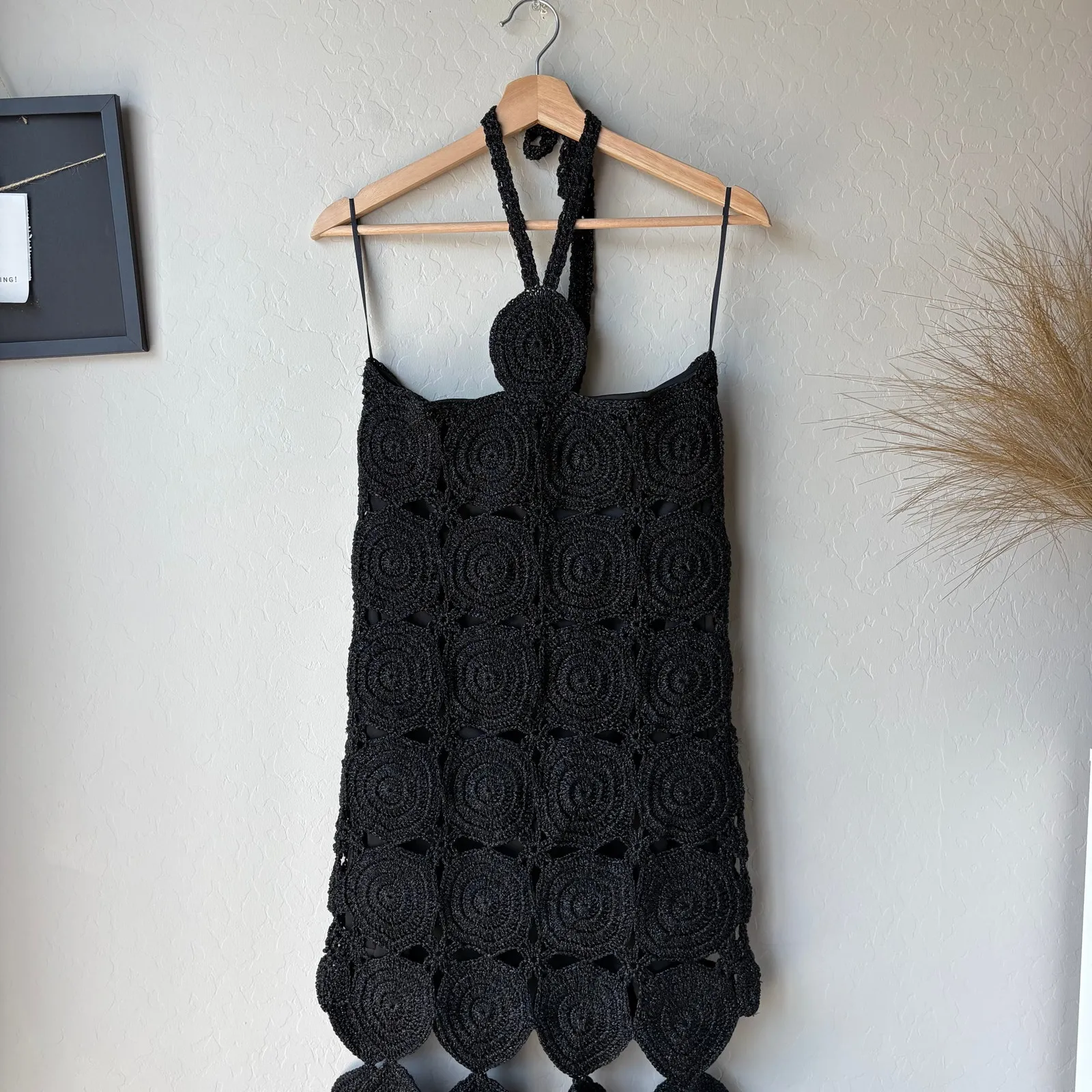 NEW Simon Miller Dress Beep Beep Fringe Black Crochet‎ Halter Maxi Dress Size M Size M - Image 4