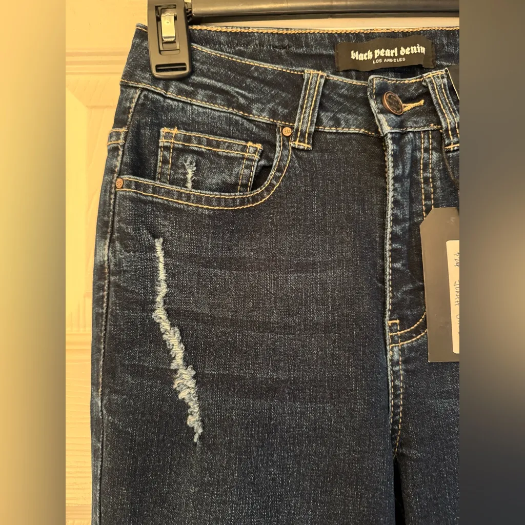 Black Pearl Denim Los Angeles Faith Jorah Dark Blue Distressed Women Jeans Sz 26 - Image 7