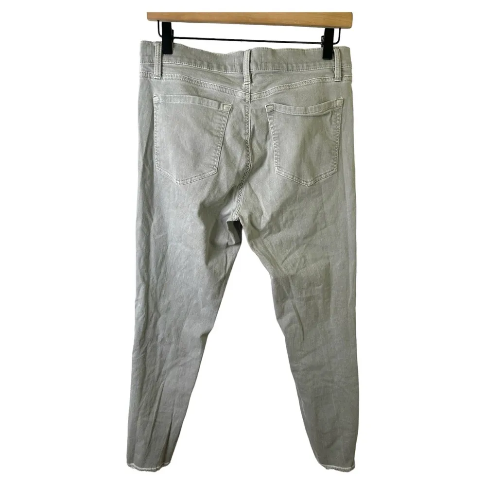 Loft Pants Womens 28 6 Jeans Modern Skinny Crop Light Gray Straight Leg Raw Hem - Image 2