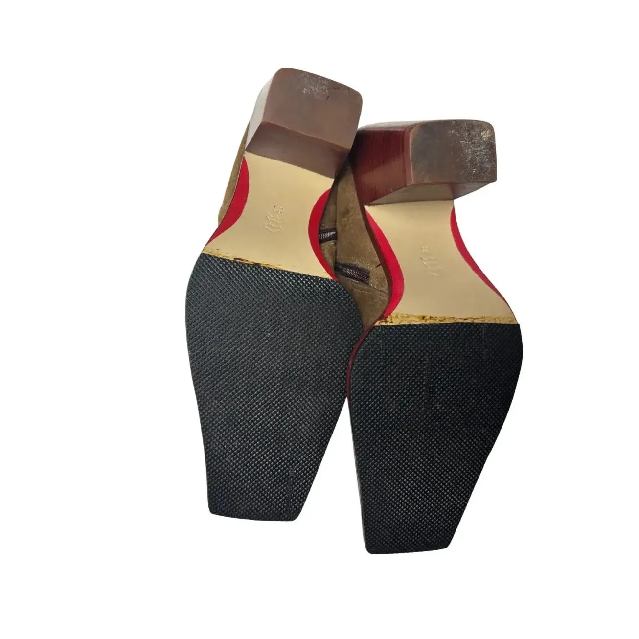 Vintage Giorgio Amaldi Italy suede shearling tall boots square toe 36 (US 6) Brown Size 5 - Image 5