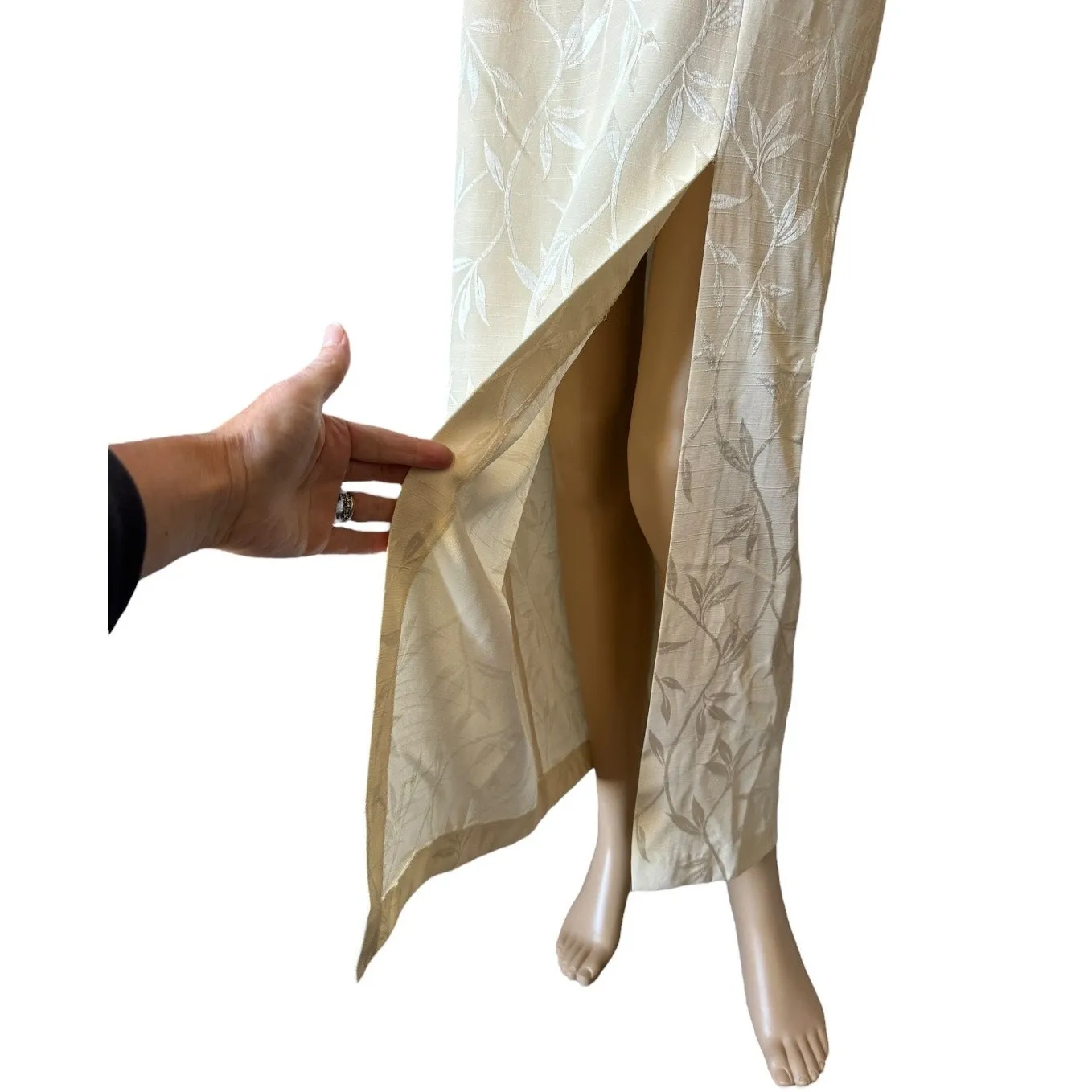 NWT 1990s J.R. Nites Jacquard Qipao Sheath Dress Ivory Floral Petites 10 NWT Size 10P - Image 7