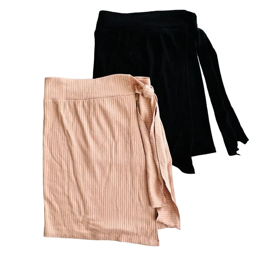 LNA Caruso Wrap Skirt Black & Tan 2pc Set Small Cover-Up Beach Summer Travel - Image 3