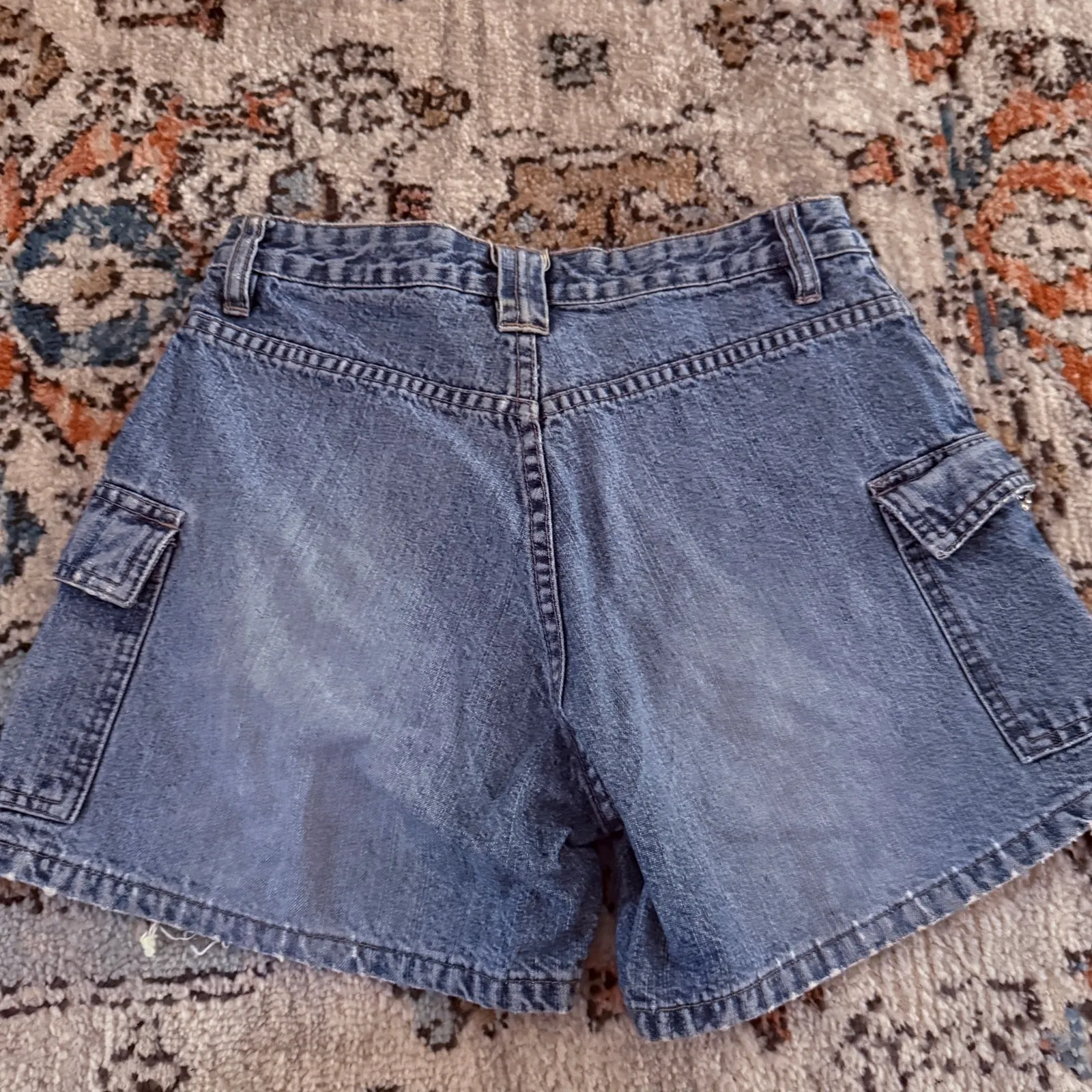 Vintage Y2K Unionbay Cargo Denim Shorts Size 3 Blue 100% Cotton‎ - Image 3
