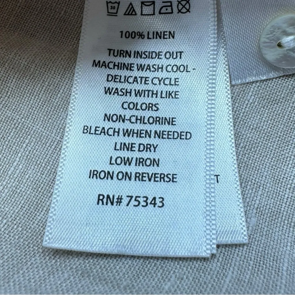 SIGRID OLSEN Beige Linen Button-Down Size S - Image 6