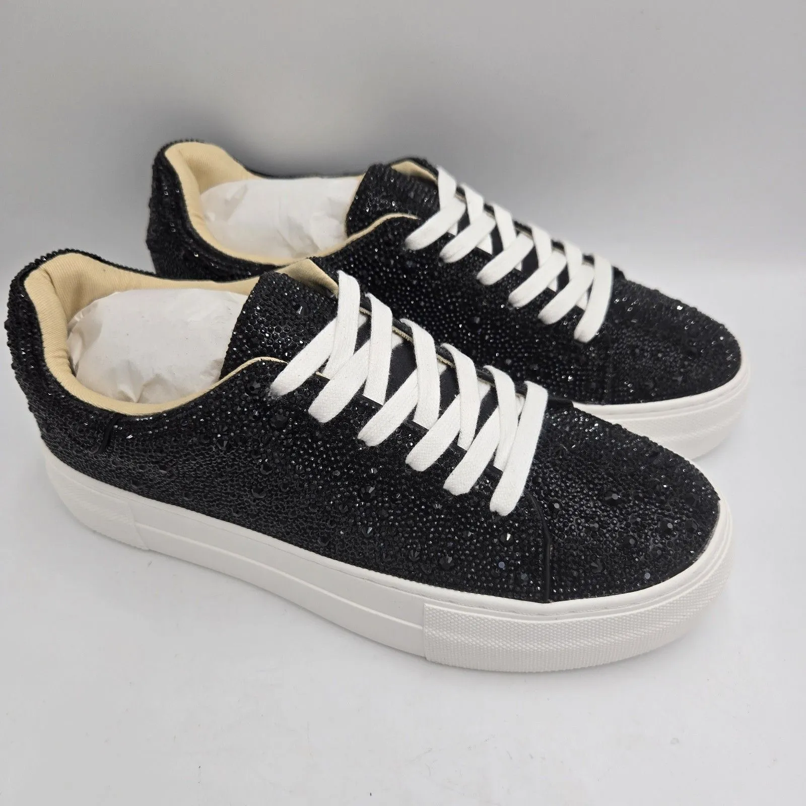 NEW Betsey Johnson Womens Sidny Sneaker Black Size 7.5 Platform Sole Rhinestones - Image 4