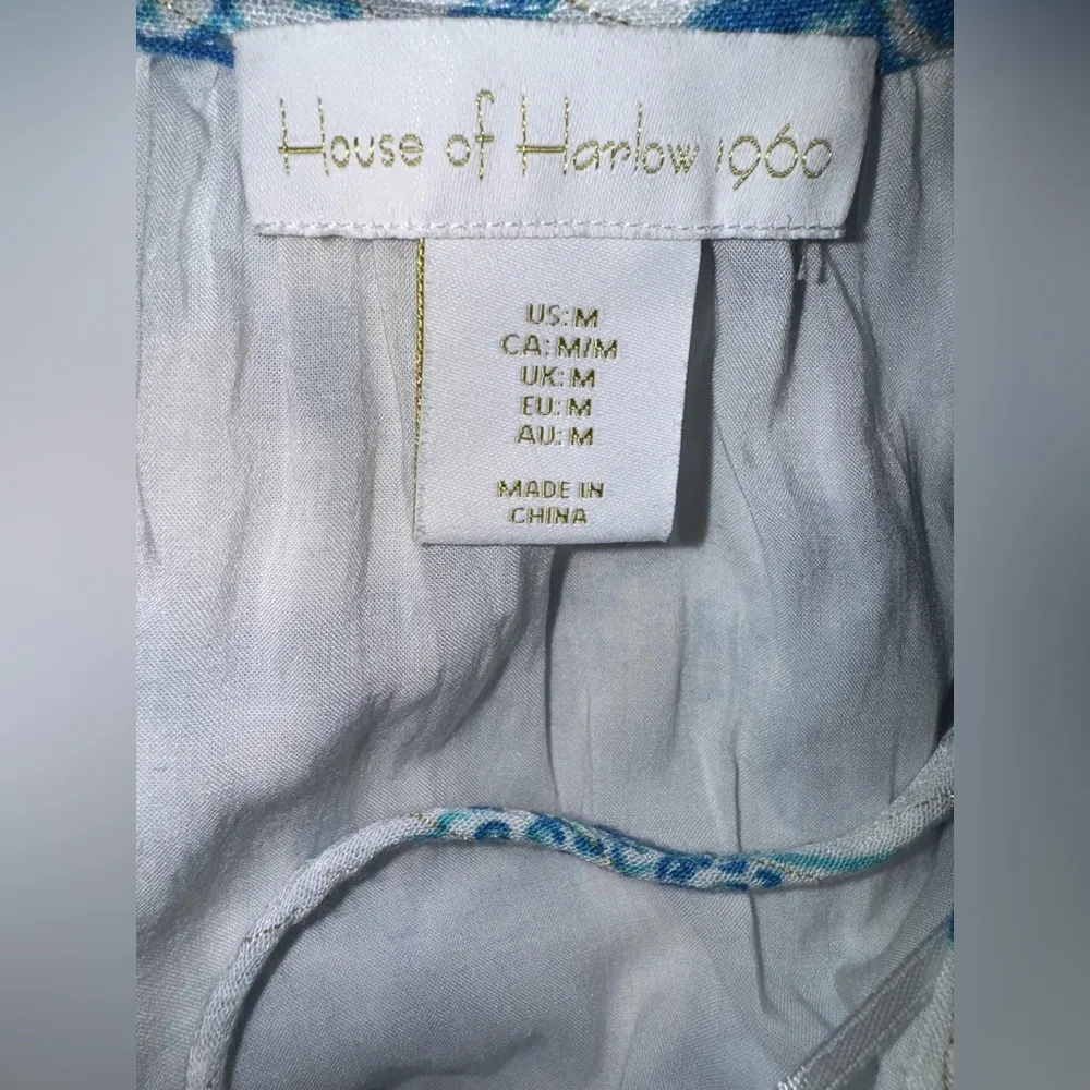 House Of Harlow 1960 Long Sleeve Tassel Mini Dress Size M Blue Floral Size M - Image 7