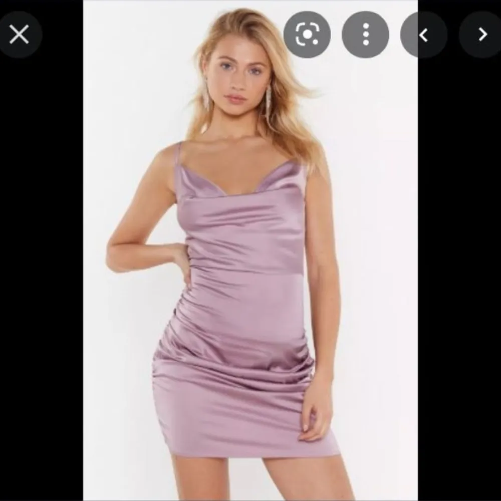 Lilac Ruched Satin Cowl Neck Dress, Size 6 - Image 2