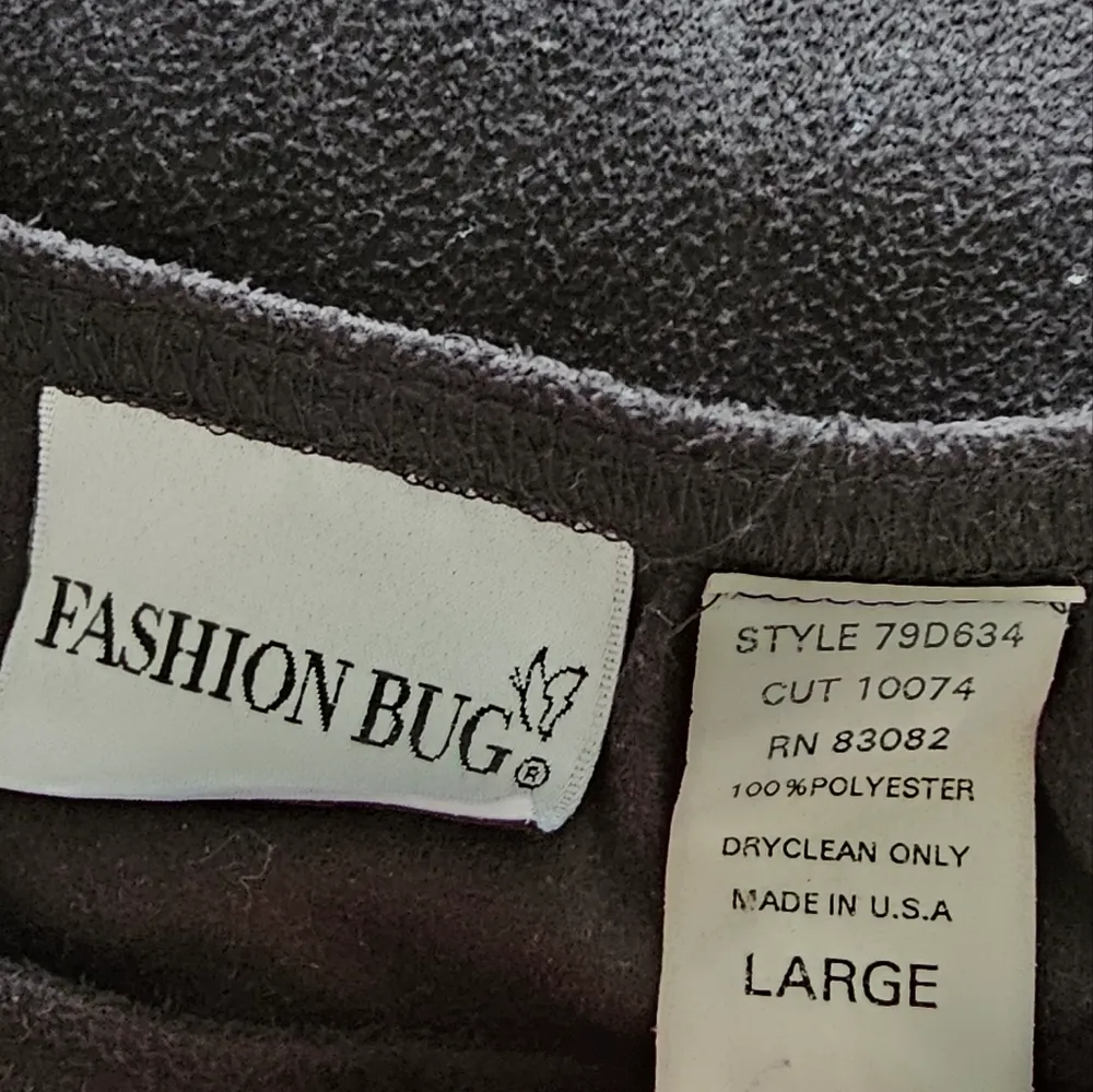 Vintage Fashion Bug 90s Black Faux Sued Assymetric Hem Slip Skirt Size Large - Image 5