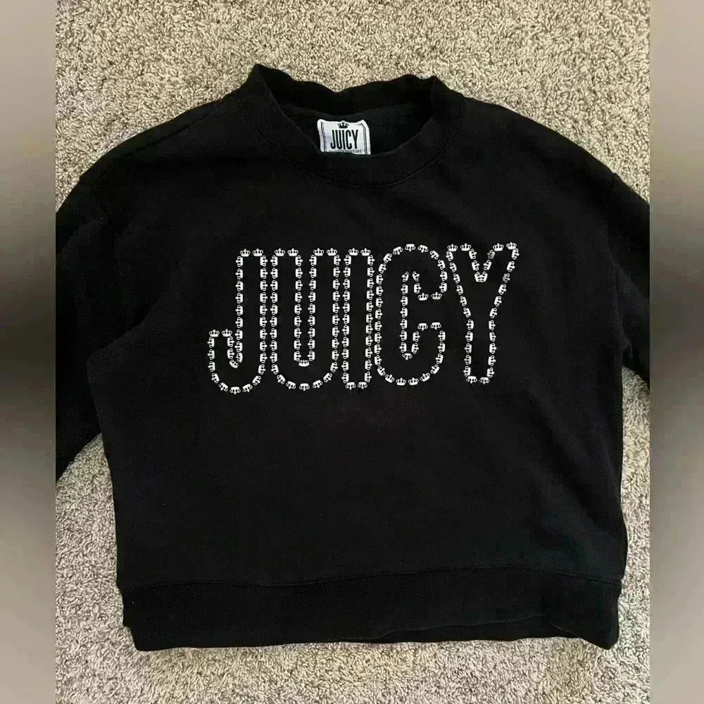 JUICY COUTURE Sweater Cropped Sweatshirt w/ Silver Crown Juicy Logo Sz Small - Image 4
