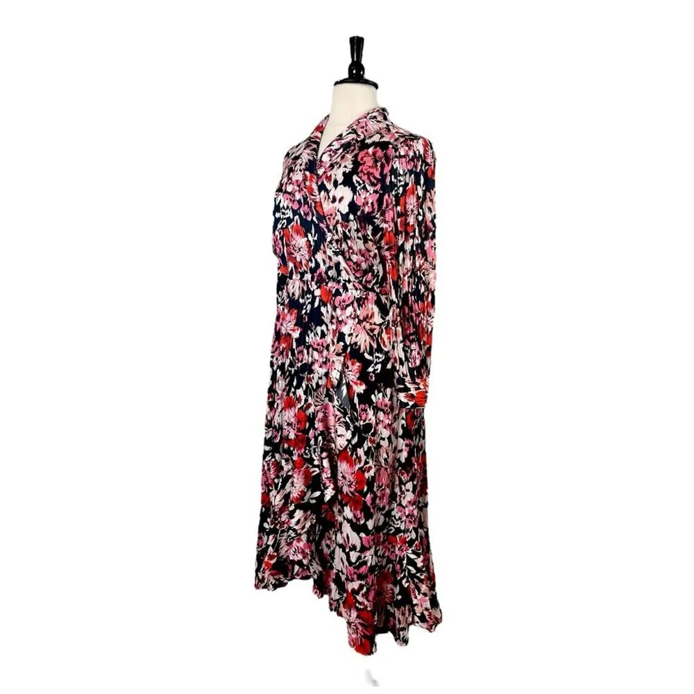 Lane Bryant Maxi Dress Faux Wrap Shawl Black Pink Floral Satin Women’s Size 18 - Image 7