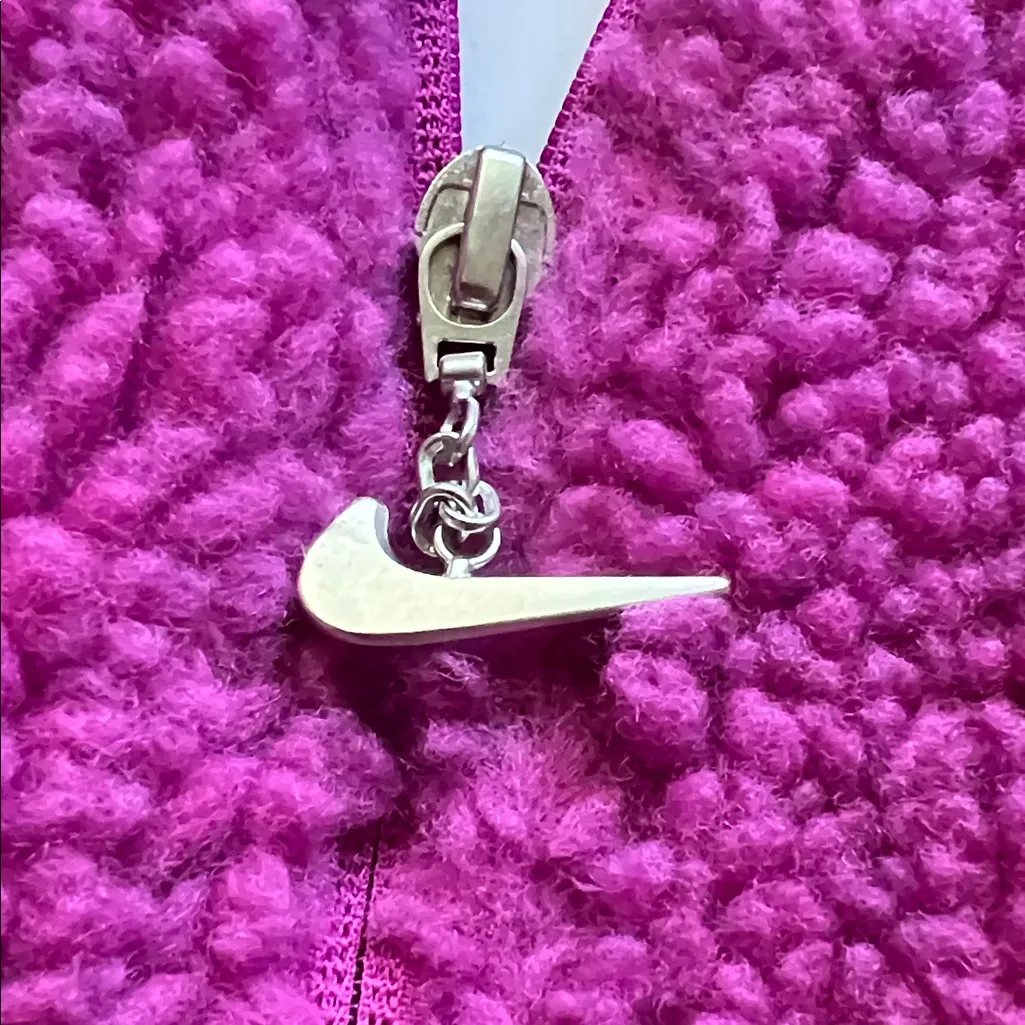 Nike Pink Purple Sherpa Active Faux Fur Cropped Jacket in Magenta - Image 10