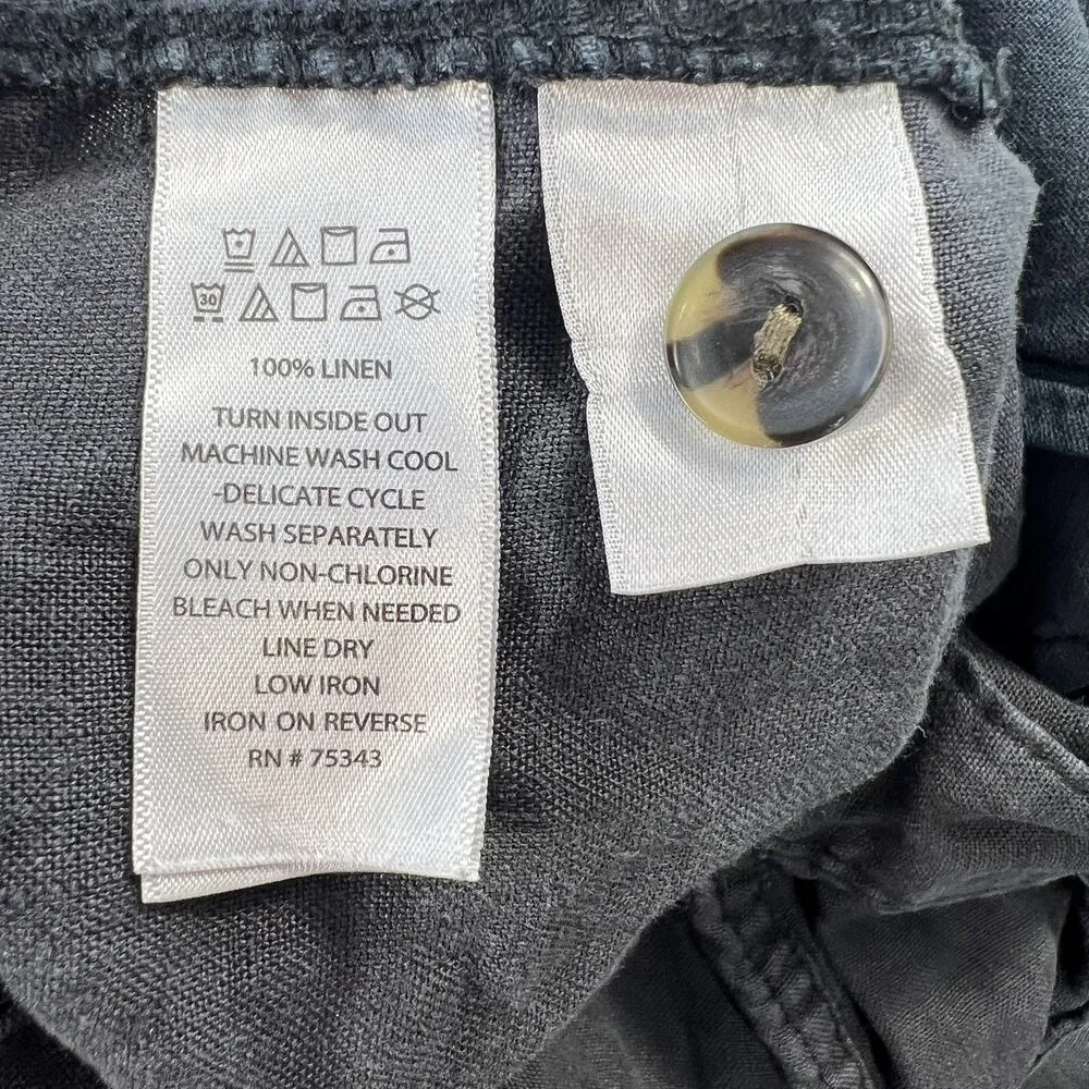 Rachel Roy XL Pants Linen Crop Tapered Leg Cargo Pocket Boho Grunge Lightweight Black - Image 7