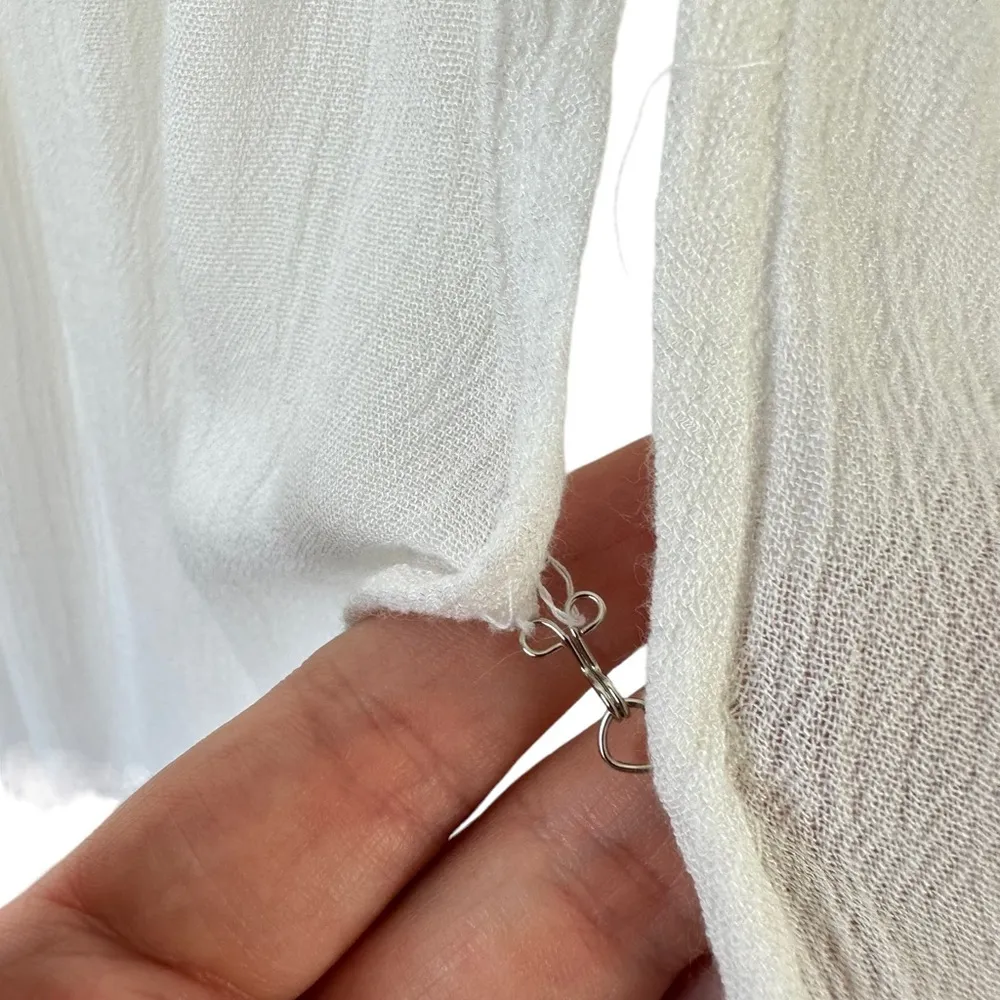 NWT Akasa Sz 6 Women's White Crochet Lace Vneck Hook‎ Eye Front Cover Up Boho - Image 4