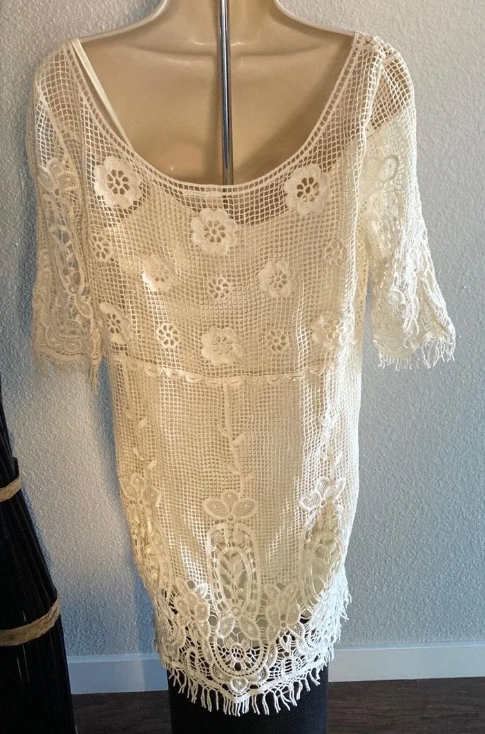 Ivory Crochet Tunic Dress - Image 6