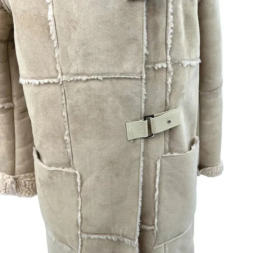 Moon River Borg Lined Duffle‎ Coat Faux Suede Sherpa Penny Lane Size Medium - Image 7