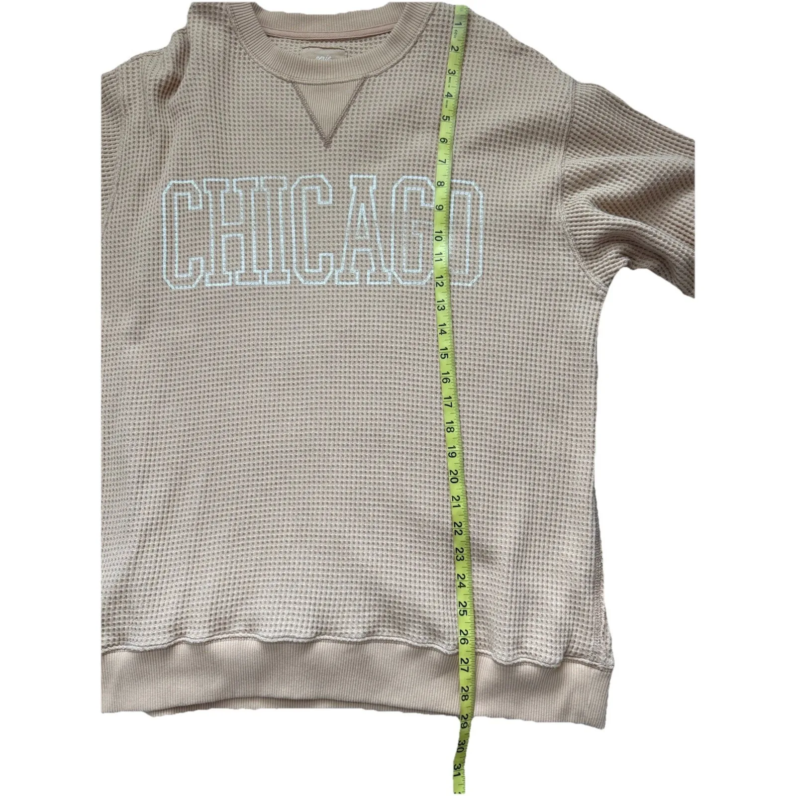 Aerie Womens Medium Waffle Knit Long Sleeve Pullover Crewneck Chicago Loungewear - Image 13