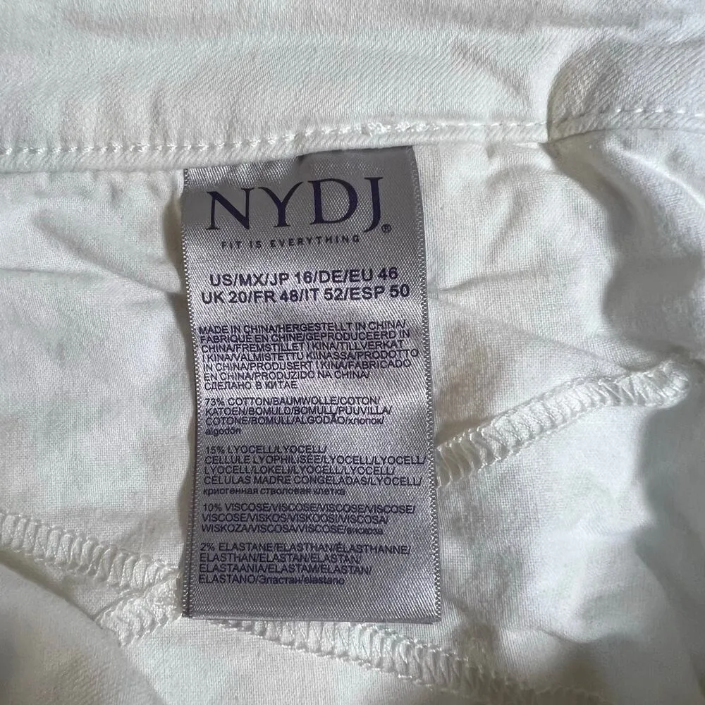 NYDJ Wide Leg Denim Pedal Pusher Capri Pants Optic White Size 16 EUC - Image 10