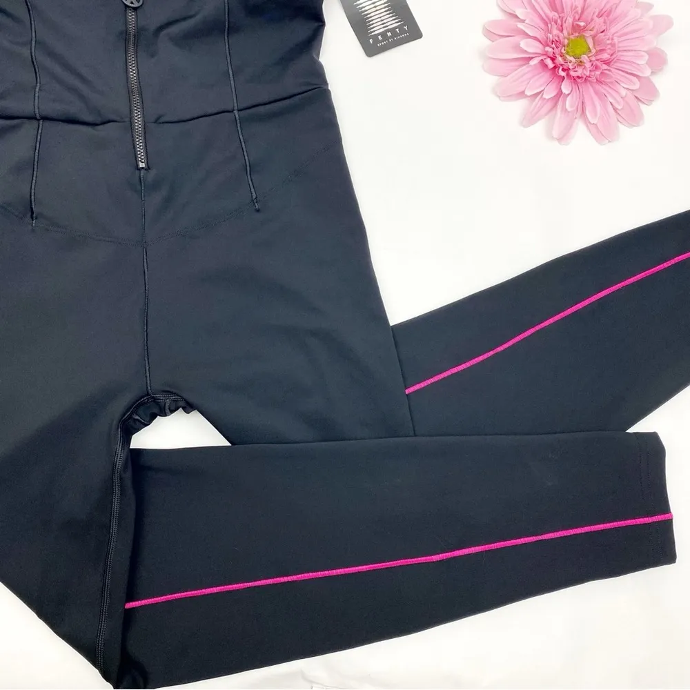 Savage X Fenty Hotline Jumpsuit Onesie: Black Caviar/Hot Pink Stripe - Image 7