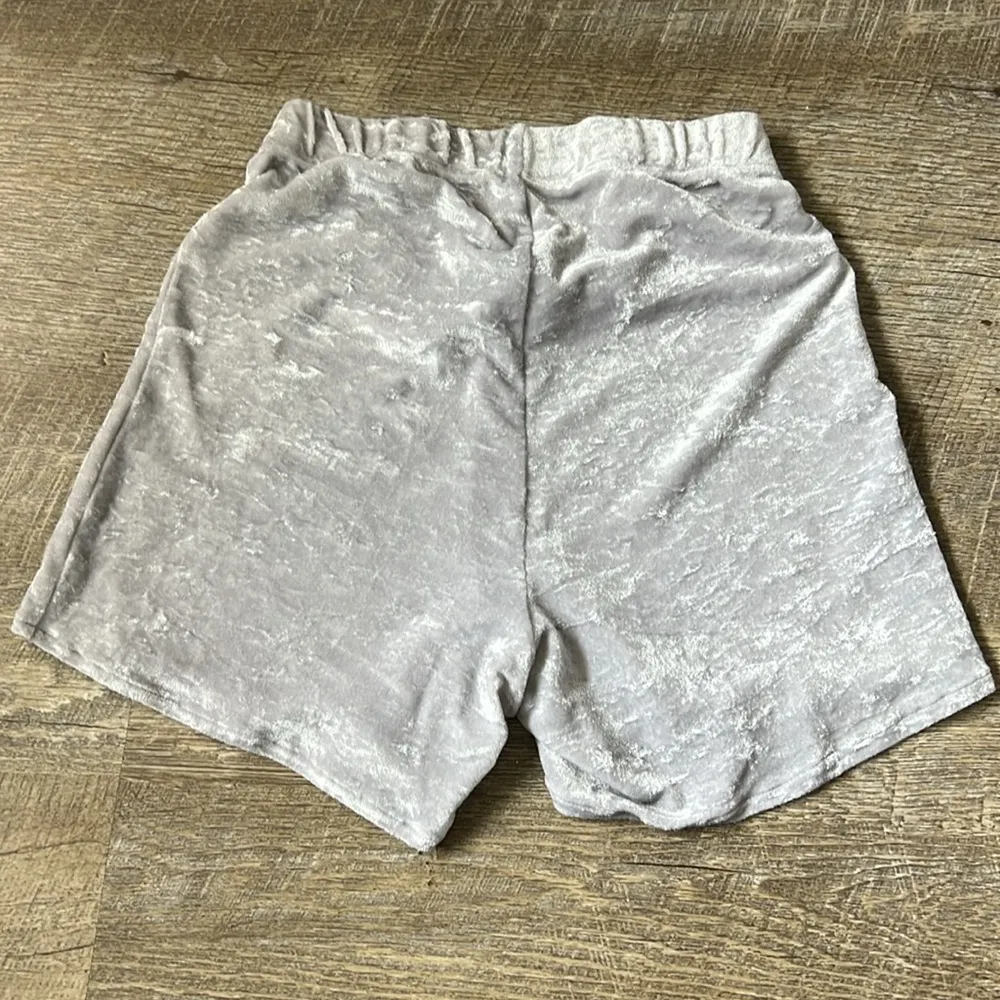 Kith Frankies Bikinis Gray Crushed Velvet Logo Shorts Size XS - Image 4