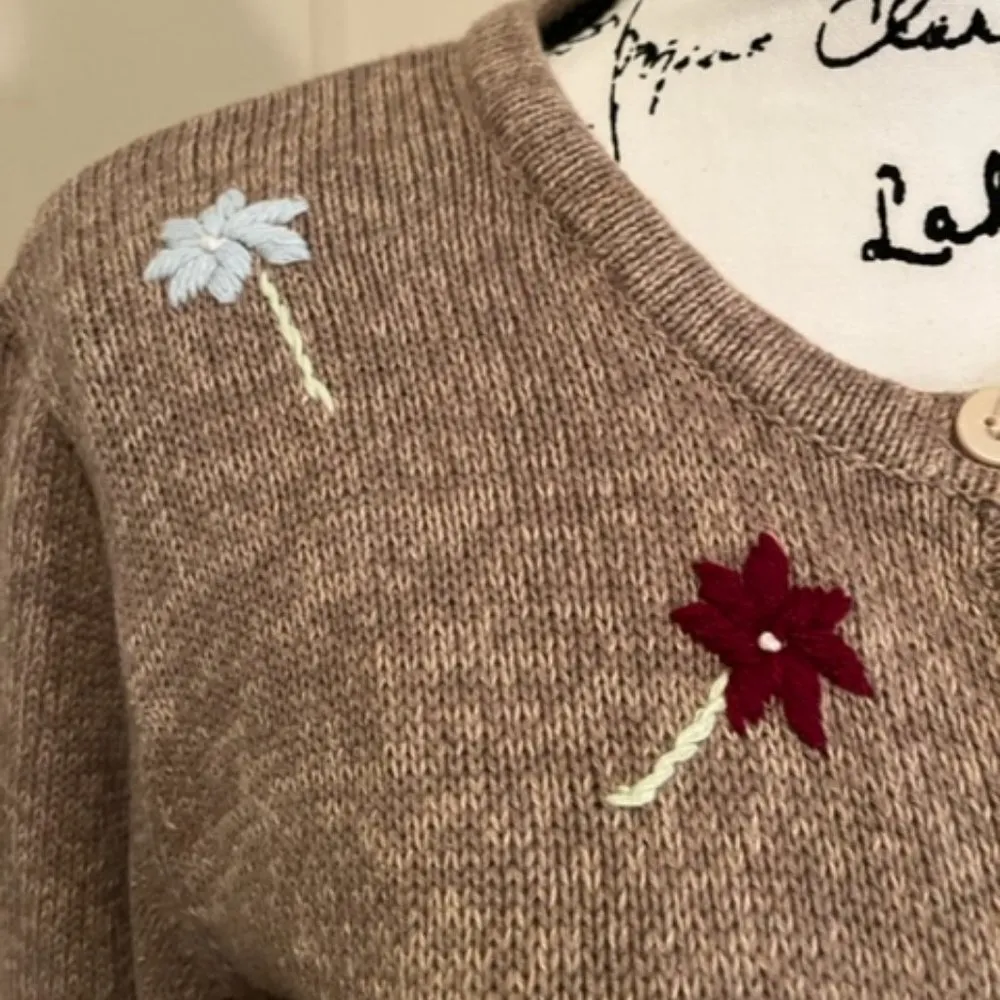 Stitches in Time vintage Button Down Cardigan Sweater Size Medium Tan - Image 5