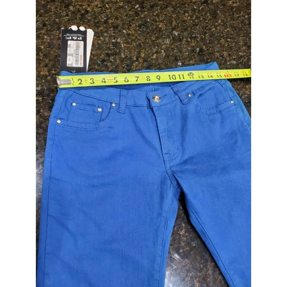 P&P Jeans Womens Solid Blue Cotton Mid Rise Straight Leg Casual Shorts Size 9/10 - Image 11