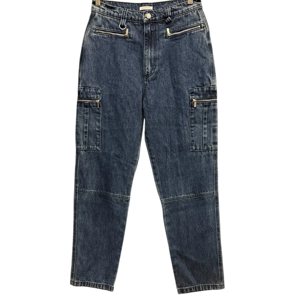 We Wore What  Mom Cargo Jeans Ankle Denim Utility Jean Pants High Rise Sz‎ 27 - Image 4