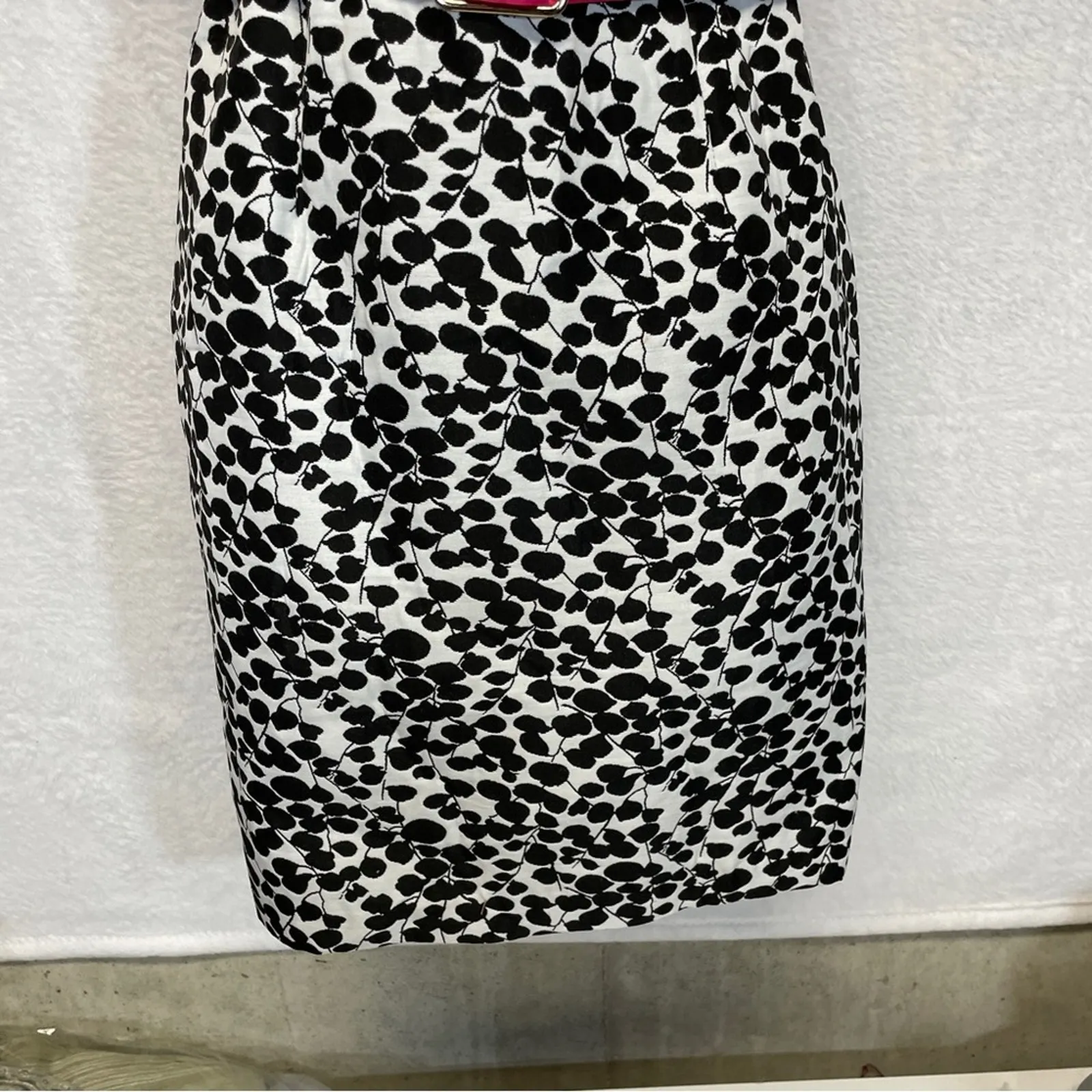 Max & Cleo Black & White Dot Print Belted Strapless Mini Dress Size 4‎ - Image 4