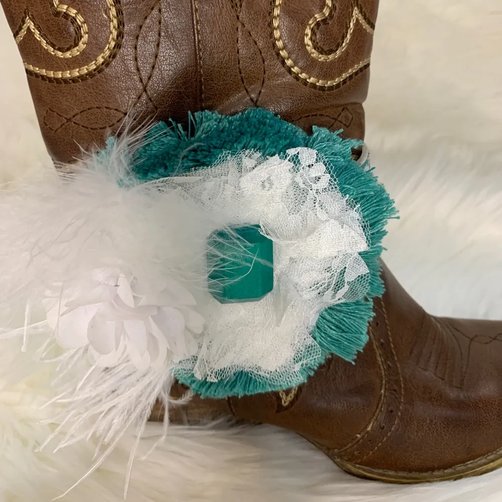 Handmade Removable Women’s Boot Bands/Cuffs White - Image 2