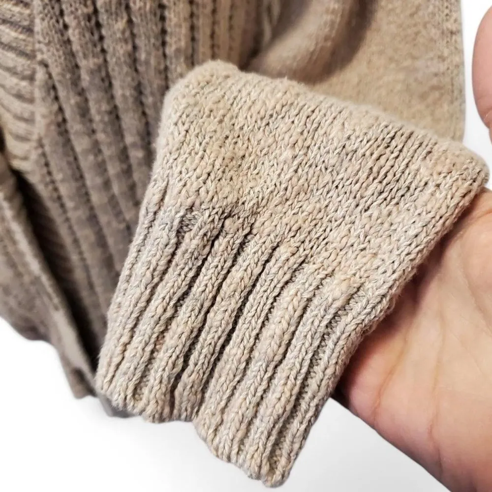 Cozy Tan Knit Cardigan Sweater - Image 3