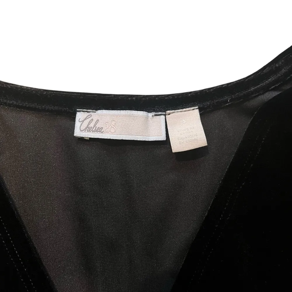 NWT, Chelsea28 Velvet Black Surplice Long Sleeve Body Suit, Sz S - Image 14