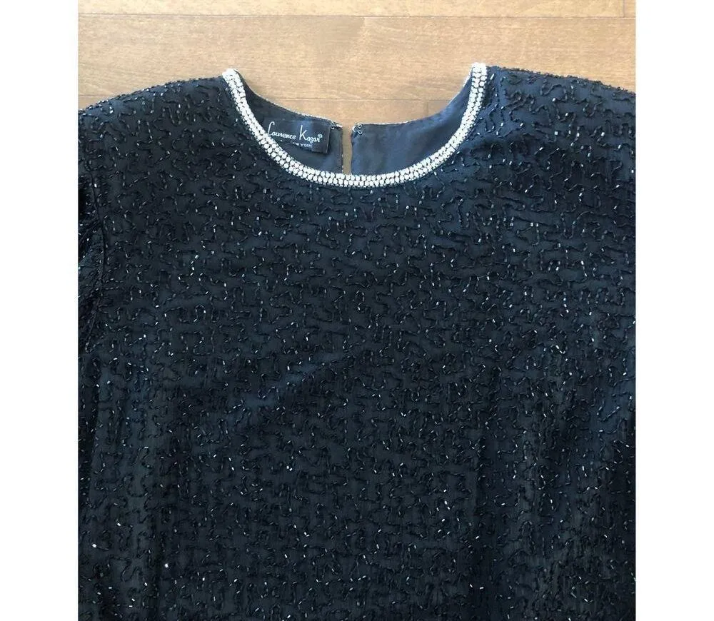Laurence Kazar vintage beaded, sequins & pearl top size large - Image 7